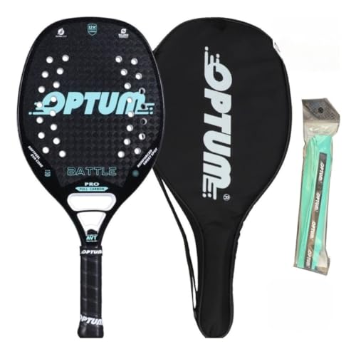 Raquete De Beach Tennis Optum Full Carbono 12k Avt Verde Pró Ultra Leve Eva Soft 26 Furos Tênis Performance Leve Para Praia