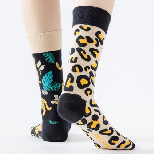 Image of 2 Pairs Cartoon Animal Crew Socks Fun Cotton Mid Calf Socks for Women