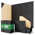 Topnaca Decorative Acoustic Soundproof Walls Panels for Room, 12 Pack Blcak Self Adhesive Sound Absorbing and Noise Reducing Tiles for Studio, Bedroom, Home Office, Ceiling, Pared, 12"x12"x0.4"