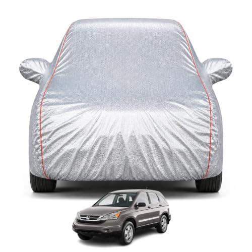 Image of Premium Car Cover for Honda's CRV 2012-2017 Models | Waterproof, UV & Dust Protection | Mirror & Antenna Pocket | Triple Stitched, Soft Inner Lining, Belt & Buckle (Metalic Silver)