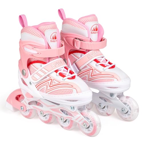 Sawyer Bikes - Patines en Línea Ajustables - Tallas 27 a 38 (Rosa, L (35-38))