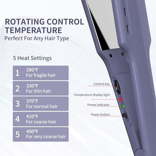 Plancha de pelo K&K 1.73” para cabello grueso con temperatura ajustable miniatura 2
