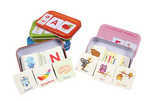 HorBous Tarjetas de Aprendizaje Alfabeto Números Colores Formas Animales para Niños ( Inglés ) (Rojo + Verde + Azul + Rosa) Cover