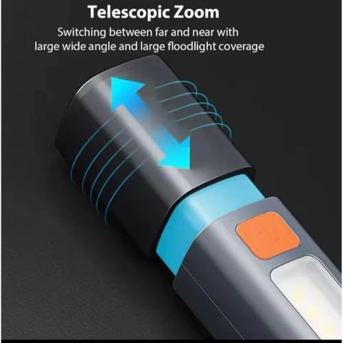 Image of LED Flashlight Rechargeable Hand Torch With Telescopic Zoom And Carabiner