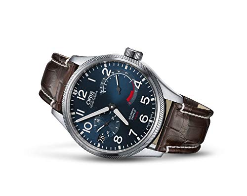 Oris Big Crown ProPilot Calibre 111 Manual Wind Stainless Steel Blue Dial Brown Leather Strap Power Reserve Date Mens Watch 111 7711 4165-Set 1 22 72FC3
