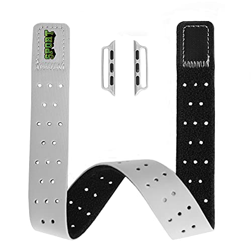 T-TAIMINGスポーツアームバンド-伸縮性と ライクラアームバンドは、Apple Watch Series 9 8 7 6 SE ストラップと互換性があり、屋外での作業やフィットネススポーツに適しています(Ultra 49mm,シルバー)