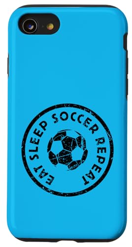 Eat Sleep �T�b�J�[ ���s�[�g �v���[���[ �A�X���[�g �}�b�`���O�`�[�� �X�}�z�P�[�X iPhone SE (2020) / 7 / 8 �p