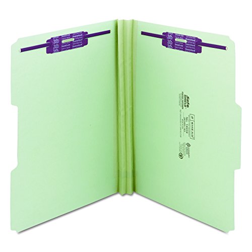 Smead-Pressboard-Fastener-File-Folder-with-SafeSHIELD-Fasteners-2-Fasteners-13-Cut-Tab-2-Expansion-Letter-Size-GrayGreen-25-per-Box-14934