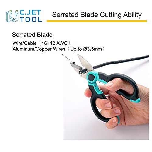 C.Jet Tool 6 Inch Stainless Electrician Scissors Heavy Duty Professional For Aluminium Copper Soft Cable thumb #2
