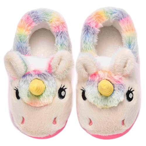 Ainikas Girls Plush House Slippers Toddler Kids Fuzzy Slippers Snowy 4-5 Toddler White