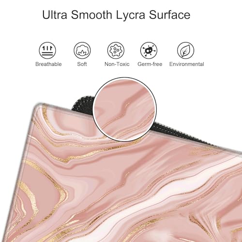 Image of Gold Pink Marble Mouse Pad 24 x 12 inch Mousepad Gaming Desk Mat Large Computer Pad with Non-Slip Base Office Home Work