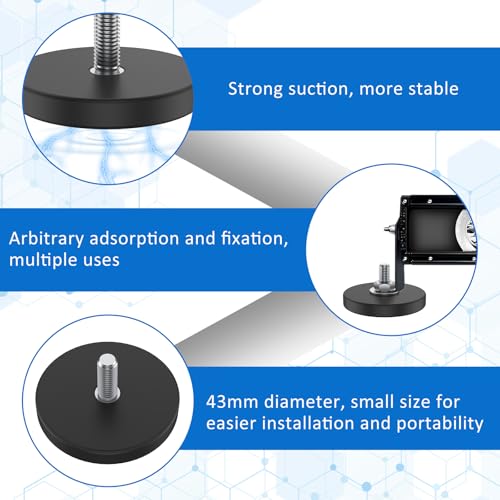 Image of 6 Pcs Rubber Coated Magnets 1.69 Inch M6 Neodymium Mounting Magnet Thread Stud Anti-Scratch Strong for Lighting Bar Camera Cabinet Blackboard Refrigerator(6PCS)