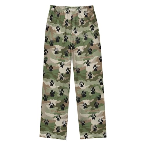 ALAZA Camouflage Dog Footprint Pajama Pants Long Sleep Pant Pajama Bottoms Elastic Waist with Pockets2