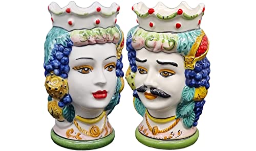 Cabezas de moro sicilianas de cerámica Caltagirone hechas a mano 18 cm 3