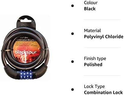 Gadget Zone UK® 1.8m Re-Settable 4 Digit Combination Bike Lock | Heavy Duty Steel Spiral Cable Lock with PVC Cable Cover - Ideal to Secure Bike, Motorbike, Cycles