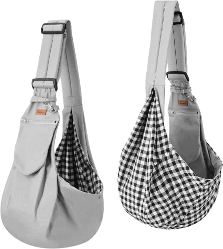 Cuby Dog And Cat Sling Carrier – Hands Free Reversible Pet Papoose Bag - Soft Pouch And Tote Design – Adjustable – Suitable For Puppy, Small Dogs, And Cats For Outdoor Travel (Noble Grey) #TOP6