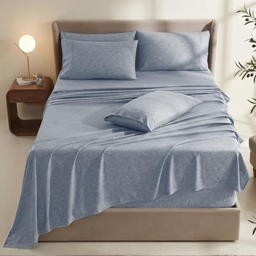 Image of Hearth & Harbor Bed Sheets, Luxury Soft 6 Piece Bed Sheet Set Extra Deep Pocket Fitted Sheets Fits Mattress up to 21 inch, Double Brushed Bedding Sheets & Pillowcases,