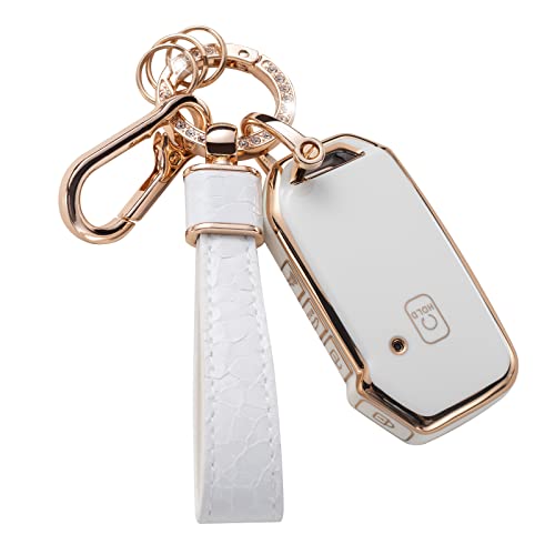 Muzizyq for Kia Key Fob Cover Key Case Shell Compatible with Kia Cerato Ceed Forte NIRO Sorento Seltos Sportage Soul Telluride Remote Smart Key Protector White