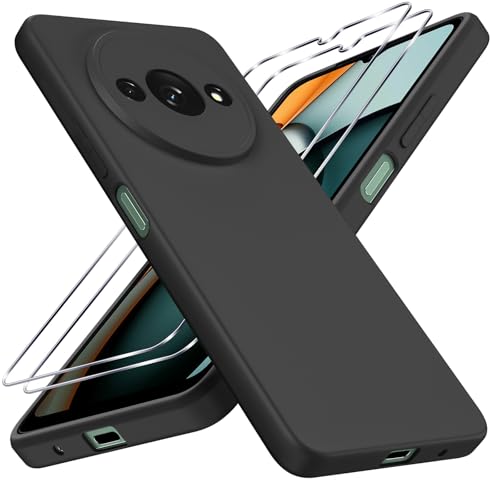 Coiwxmoi Cover per Xiaomi Redmi A3 / Redmi A3X con 2 Vetro Temperato,Custodia Chiaro con 2 Pellicola Proteggi Schermo, Ultra Sottile Silicone TPU Antiurto Case Protettivo per Redmi A3 / A3X, Nero