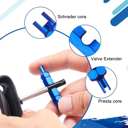 Image of 44PCS Valve Stem Removal Tool, Tire Repair Tools, Tire Valve Stem Kit with Dual & Single Heads Valve Core Remover and 4-Way Valve Tool, Spool Removal and Installation Tool for Most Cars