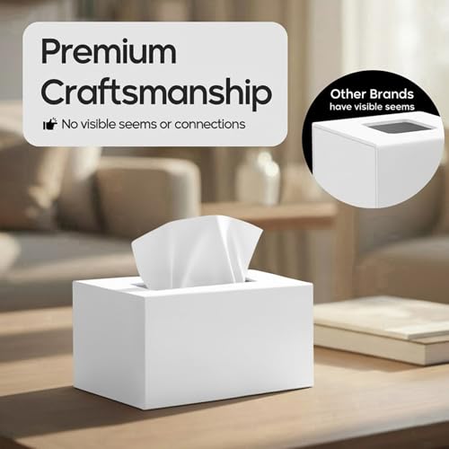 Tissue Box Cover Rectangle - Tissue Box Holder Rectangular - Compatible with Kleenex - Acrylic White Bathroom Accessories Decor - Image 7