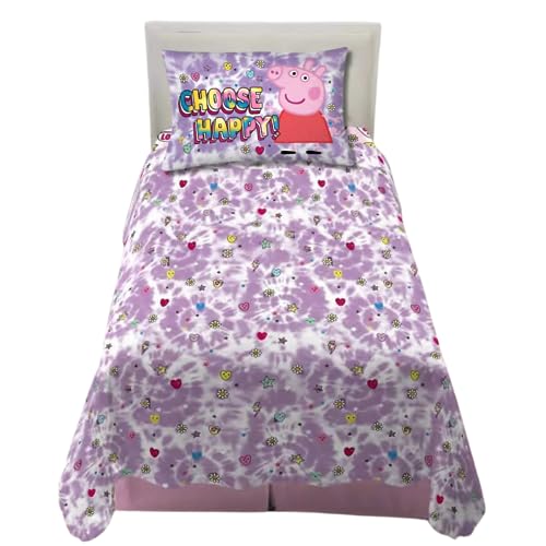Peppa Pig Pink Heart Kids Bedding Super Soft Microfiber Sheet Set, Twin, (Officially Licensed Product) by Franco