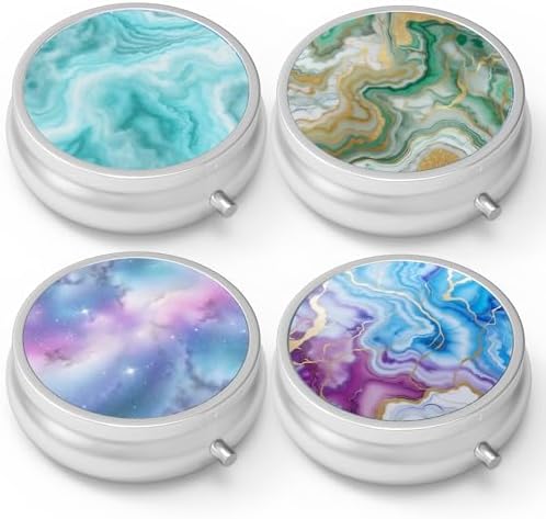 Pill Box 3 Compartment Small Pill Case,Portable for Pocket or Purse Pill Organizer Pill Container Holder to Hold Vitamins, Medication, Fish Oil and Supplements(4PCS)
