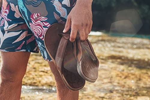 Image of OluKai Tuahine Men's Waterproof Leather Sandals, Versatile Beach Flip Flops, Arch Support & Comfort Fit, Lightweight & Durable, Enhanced Grip & Traction