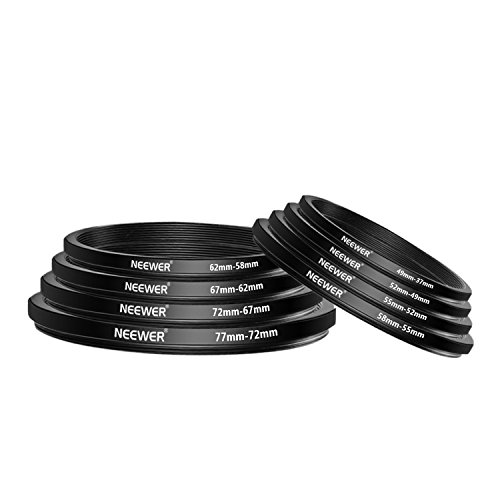 Neewer 18Pcs Stepping Rings Kit, Including 9Pcs Step Up Rings & 9Pcs Step Down Rings With Premium Anodized Aluminum Frame For Camera Lens Diameters From 37Mm Up To 82Mm #TOP7