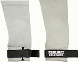 WARM BODY COLD MIND Leather Hand Grips - NO Holes for Weightlifting, Powerlifting, Gymnastics, Cross Training, Pull-Ups, Weight Lifting, Wrist and Palm Protection (White, L)