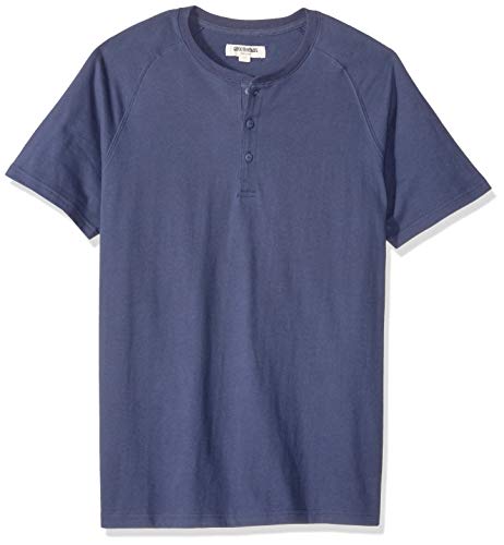 Amazon Brand - Goodthreads Men's Short-Sleeve Sueded Jersey Henley, Navy, Large