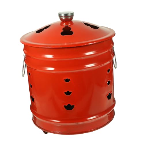 Cubo incinerador de jardín, solución portátil para quemar residuos con polea suave y ventilación, diseño compacto para un uso fácil