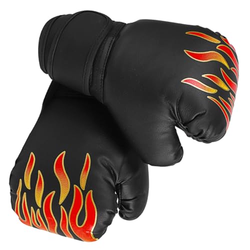 Guantes de boxeo infantiles de 6oz negros de PU, guantes para kickboxing y sparring de niños