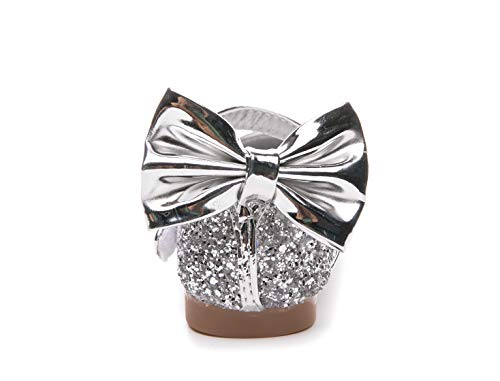 Kid's Girl's Adorable Bowknot Sparkle Mary Jane Flats Glitter Princess Wedding Party Dress Shoes3
