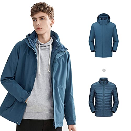 Manteau de neige épais haut de gamme MU veste de ski imperméable 3 en 1 bleue pour homme