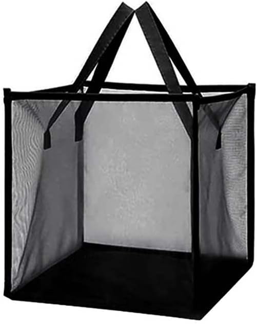 Collapsible Laundry Basket Mesh Black Storage Basket College Mesh Pop Up Laundry Hamper Lightweight Portable Travel Accessories (one layer),Black