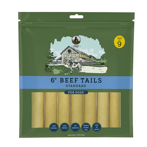 Pet Natural Farm 6 Beef Tails Dog Chew (Standard) - Ideal for Small Breeds - Long Lasting Dog Chews (Pack of 9)