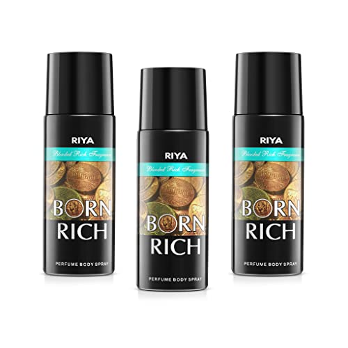 Image of Riya Born Rich Body Spray Deodorant For Men | Pack Of 3 150 Ml Each