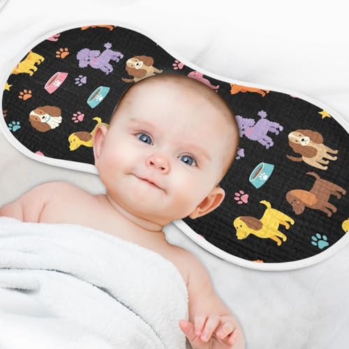 J JOYSAY Dog Poodle Cocker Spaniel Black Baby Burp Cloths for Boys Girls Large 22''x11'' Cotton 4 Layer Newborn Must-Have Essential for Girl Babies one sizex14