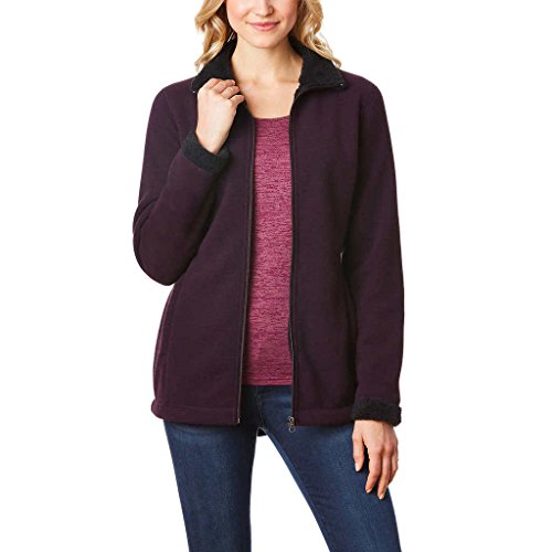 32 Degrees Ladies Sherpa Lined Fleece Jacket, Wine, Small