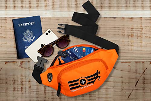 Image of Waist Bag for Men & Women, Slim Fanny Pack Casual Sling Shoulder Chest Pack with Adjustable Strap for Walking, Cycling, Running, Hiking Hold Phones, Keys, Cards (Orange)