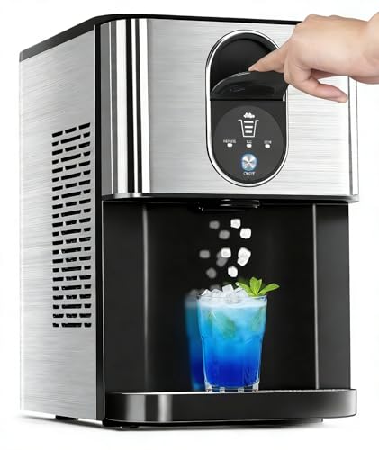 Countertop Nugget Ice Maker 44lbs/24H Nugget Ice Machine Countertop Chewable Pellet Ice Maker Machine with Ice Dispenser 2.4L Water Reservoir Self-Cleaning Ideal for Kitchen/Bar/Office D-Silver