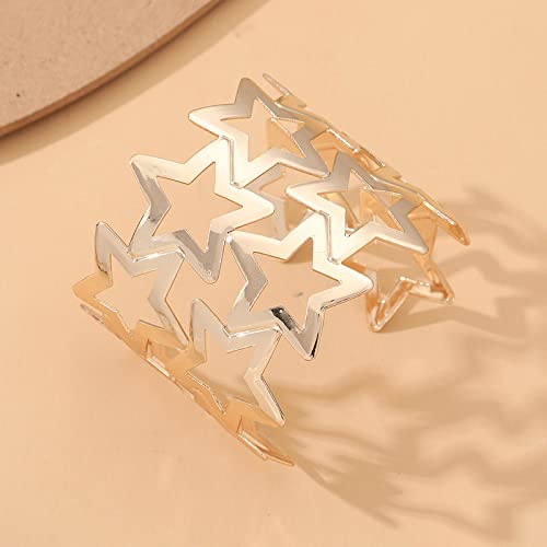 Exaggerated Punk Bangle,Five-Pointed Star Exaggerated Hollow Opening Adjustable Cuff Wide Bracelet,Vintage Hollowed Out Bracelet Arm Wrist Jewelry,Geometric Punk Bangles Bracelet For Women Jewelry G Exaggerated Punk Bangle,Five-Pointed Star Exaggerated Hollow Opening Adjustable Cuff Wide Bracelet,Vintage Hollowed Out Bracelet Arm Wrist Jewelry,Geometric Punk Bangles Bracelet For Women Jewelry G