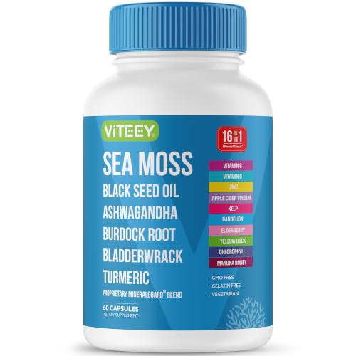 Viteey Sea Moss Capsules with Black Seed Oil - 16in1 MineralGuard