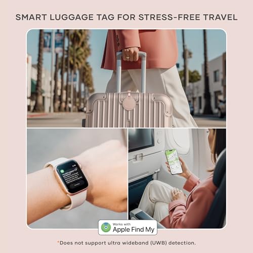 Image of Satechi FindAll Smart Luggage Tag with Find My, TSA-Friendly, Airport Tracking, Left-Behind Alerts, Loud Audible Chime, Wireless Rechargeable, Works with iPhone, iPad, Mac - Desert Rose