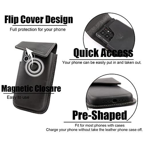 Topstache Leather Phone Holster,Samsung S22 Plus Belt Holder, Iphone 13 Pro Max Case For Belt,Universal Phone Pouch With Belt Clip For Iphone 14 Pro Max, Flip Cellphone Cases #TOP4