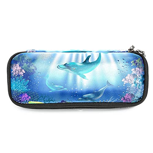 Estuche organizador de gran capacidad, estuche de cuero para estudiantes, doble cremallera, estuche para lápices, planetas, naves espaciales, espacio, Multicolor 5, 19x7.5x3.8cm/7.5x3x1.5in,