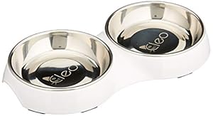 Cleo Heimtierbedarf Doppelnapf Edelstahl Weiß Modern