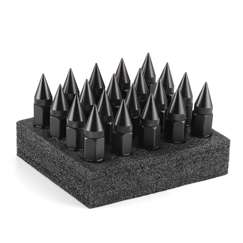 Image of SINGARO 20PCS M14X1.5 Wheel Lug Nuts, Cap Spiked Extended Tuner 60mm Aluminum Wheels Rims Lug Nuts (Black)