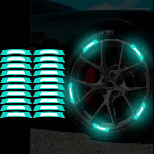 Image of 20PCS Strong Reflective Car Wheel Hub Stickers for Cars Helmet Night Safety Warning Reflective Stripe Decals Auto Truck Motorcycle Bicycle Wheels Rim Reflective Stickers (Mint Green)